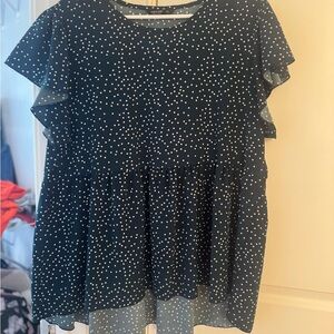 SHEIN Navy Blue Polka Dot Blouse